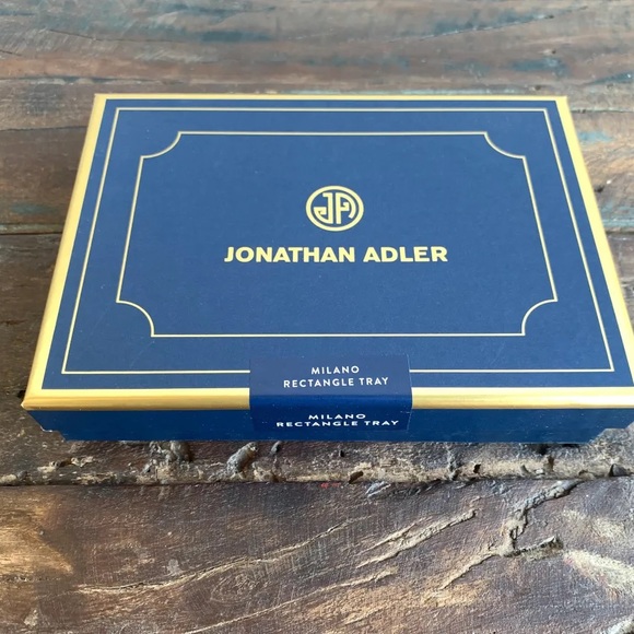 Jonathan Adler Milano rectangle tray porcelain trinket peacock MCM style NIB - Picture 6 of 6